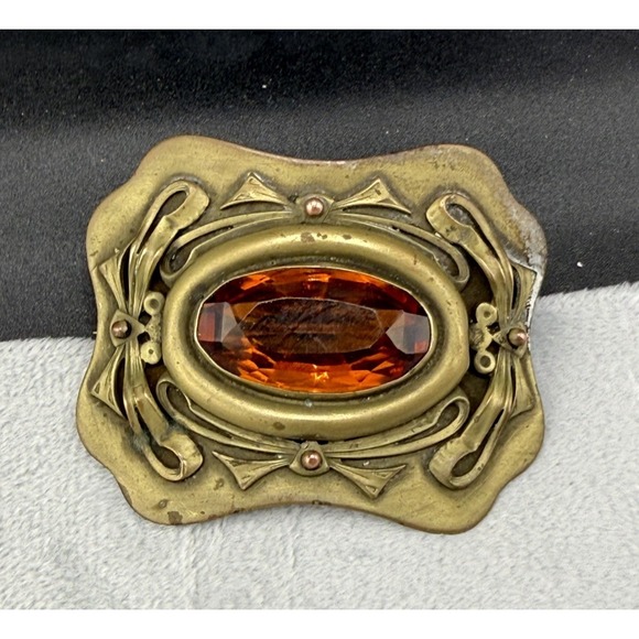 The Unbranded Brand Jewelry - Vintage Sash Pin Dress Clip Orange Bow Brass Tone Large